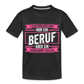 Feuerwehr Feuerwehrfrau - Kinder Premium Bio T-Shirt - Schwarz - Vorne