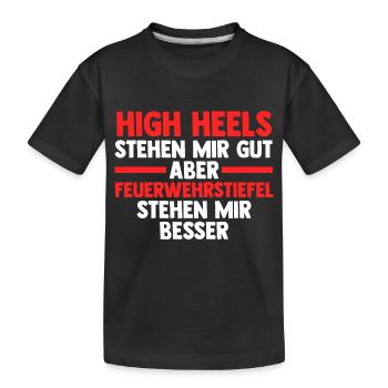 Feuerwehr Feuerwehrfrau - Kinder Premium Bio T-Shirt - Schwarz - Vorne