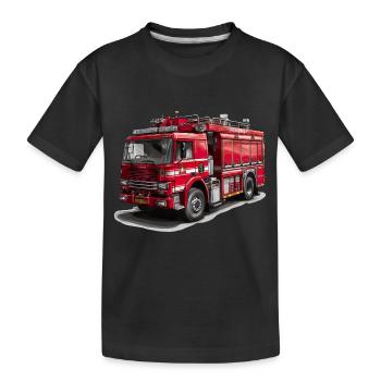 Mit dem Feuerwehrauto Brände bekämpfen - Kinder Premium Bio T-Shirt - Schwarz - Vorne
