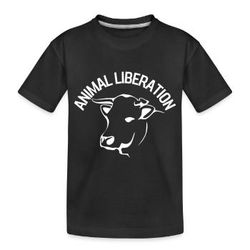 Animal Liberation Kuh - Kinder Premium Bio T-Shirt - Schwarz - Vorne