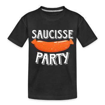 Saucisse Party - Humour Beauf Barbecue Papa Été - T-shirt bio Premium Enfant - noir - Devant