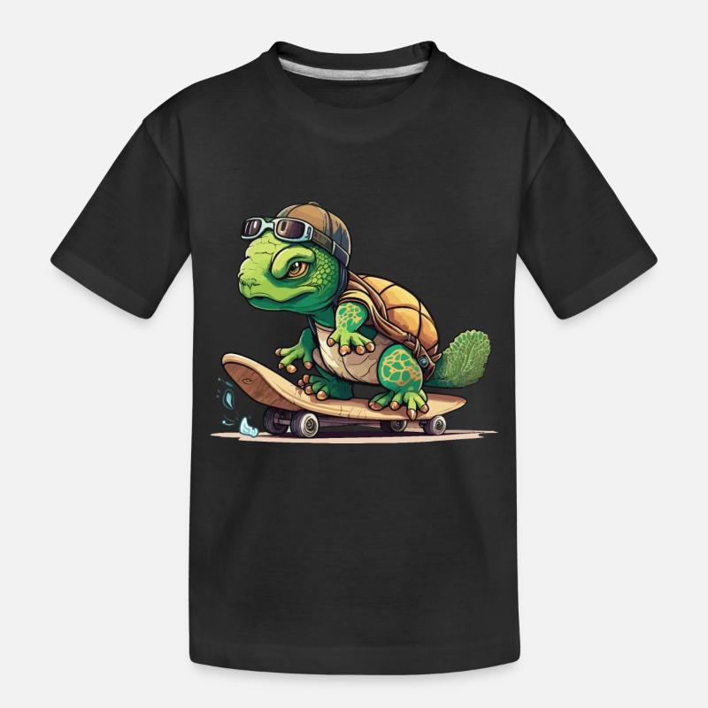 Skateboard-Schildkröte - Kinder Premium Bio T-Shirt - Schwarz
