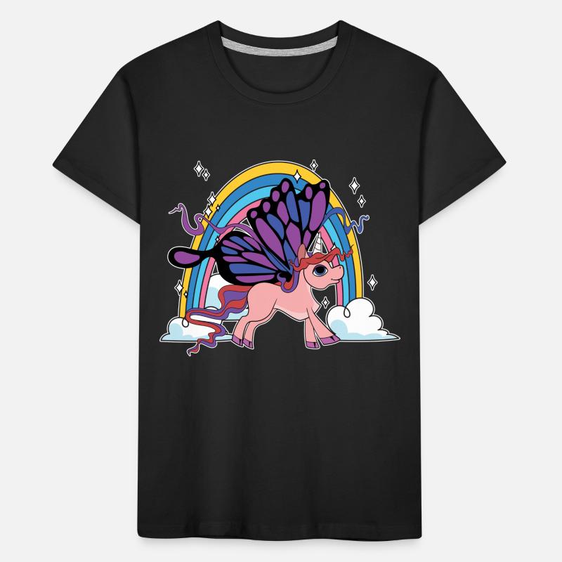 Regenbogen Tier Geschenk Schmetterling Einhorn Kinder Premium Bio T-Shirt