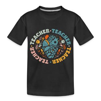 Lustige Hippie-Lehrer Zurück Zu Schule Lehrer Tag - Kinder Premium Bio T-Shirt - Schwarz - Vorne