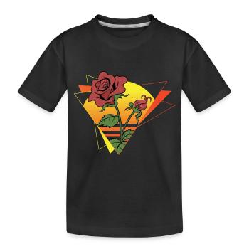 Rétro Nature Floral Cadeau Coucher de Rose - T-shirt bio Premium Enfant - noir - Devant