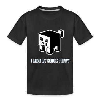 I love my Block Puppy: Cubic Dog - Kids' Premium Organic T-Shirt - black - Front