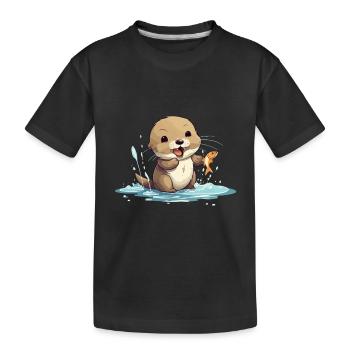 Mignon bébé loutre - T-shirt bio Premium Enfant - noir - Devant