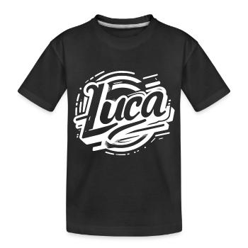 Luca Name Graffiti - Kinder Premium Bio T-Shirt - Schwarz - Vorne