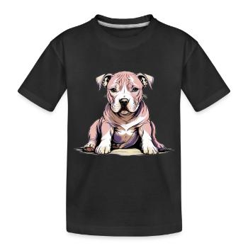 Pitbul Welpe - Kinder Premium Bio T-Shirt - Schwarz - Vorne