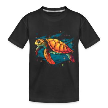 Tortue de mer dans la mer, tortues d’amour - T-shirt bio Premium Enfant - noir - Devant