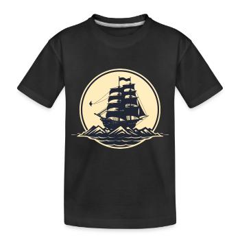 Piratenschiff - Kinder Premium Bio T-Shirt - Schwarz - Vorne