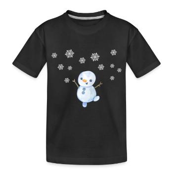 Bonhomme de neige avec des flocons de neige - T-shirt bio Premium Enfant - noir - Devant