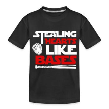 Baseball-Spieler 14. Februar Valentinstag-Geschenk - Kinder Premium Bio T-Shirt - Schwarz - Vorne