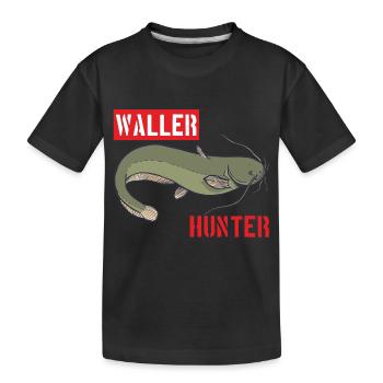 Wallerhunter Waller Hunter Wels Jäger Catfish - Kinder Premium Bio T-Shirt - Schwarz - Vorne