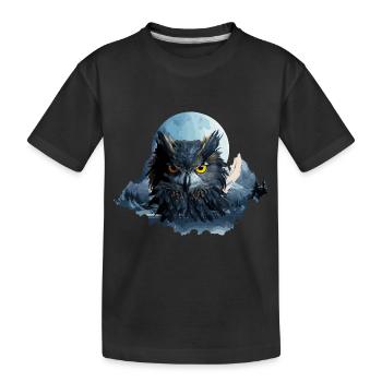 Eule schwarz fertig - Kinder Premium Bio T-Shirt - Schwarz - Vorne