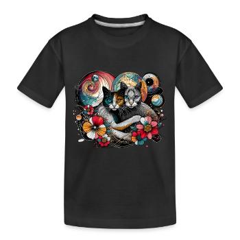 Kosmisches Katzengeflüster - Kinder Premium Bio T-Shirt - Schwarz - Vorne