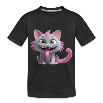 Chat monstre effrayant et mignon - T-shirt bio Premium Enfant - noir - Devant