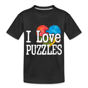 I Love Puzzles Piece Jigsaw Puzzle - Kinder Premium Bio T-Shirt - Schwarz - Vorne