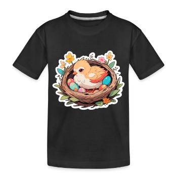 Panier de Pâques avec des poussins - T-shirt bio Premium Enfant - noir - Devant