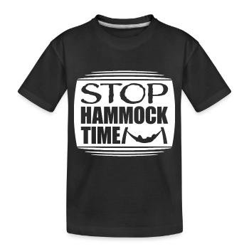 Lustige Stopp-Hängematten-Zeit Entspannen Schlafen Camping - Kinder Premium Bio T-Shirt - Schwarz - Vorne