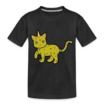 Licornes, Chats, Chats, Animaux Mythiques - T-shirt bio Premium Enfant - noir - Devant