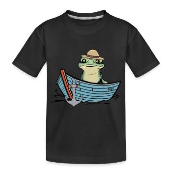 Grenouille, Grenouilles, Bateau, Étang, Nature - T-shirt bio Premium Enfant - noir - Devant