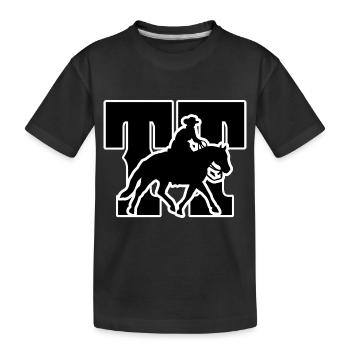 Turniertussi Design mit Westernpferd und Reiter - Kinder Premium Bio T-Shirt - Schwarz - Vorne