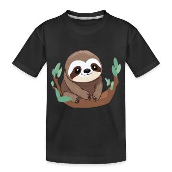 Cute Sloth Gift - Kids' Premium Organic T-Shirt - black - Front