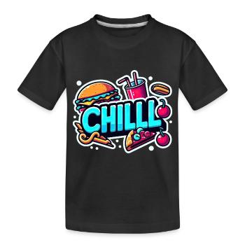 Chill Aufkleber - Kinder Premium Bio T-Shirt - Schwarz - Vorne