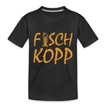 Fischkopp Fisch Fischkopf Küste Angler Fischer - Kinder Premium Bio T-Shirt - Schwarz - Vorne