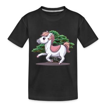poney chevaux cheval enfants bébé enfant - T-shirt bio Premium Enfant - noir - Devant
