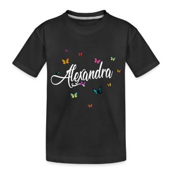 ALEXANDRA - Girl's Name Colorful Butterflies - Kids' Premium Organic T-Shirt - black - Front