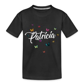 PATRICIA - Girl's name with colorful butterflies - Kids' Premium Organic T-Shirt - black - Front