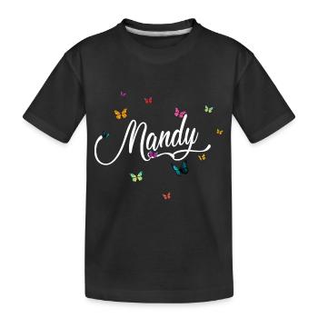 MANDY - Mädchen Name mit bunten Schmetterlingen - Kinder Premium Bio T-Shirt - Schwarz - Vorne