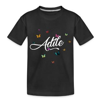 ADILE - Nom de fille avec des papillons colorés - T-shirt bio Premium Enfant - noir - Devant