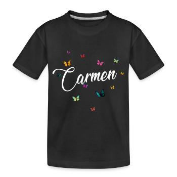 CARMEN - Prénom de fille avec des papillons colorés - T-shirt bio Premium Enfant - noir - Devant