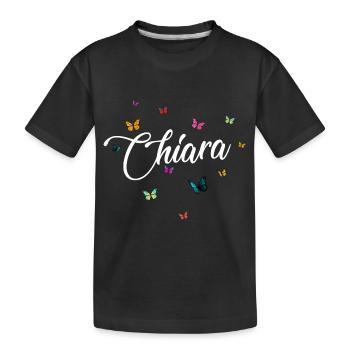 CHIARA - Girl's name with colorful butterflies - Kids' Premium Organic T-Shirt - black - Front