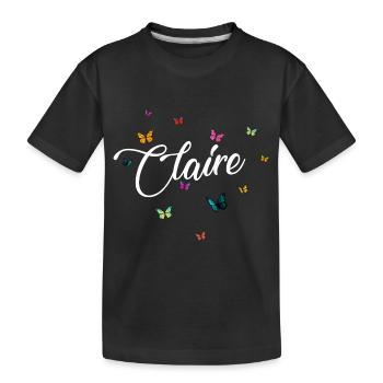 CLAIRE - Nom de fille avec des papillons colorés - T-shirt bio Premium Enfant - noir - Devant