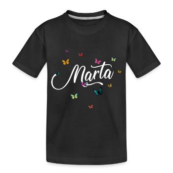MARTA - Girl's name with colorful butterflies - Kids' Premium Organic T-Shirt - black - Front