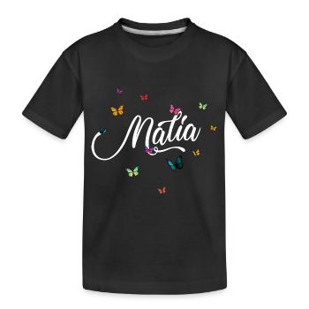 MALIA - Mädchen Name mit bunten Schmetterlingen - Kinder Premium Bio T-Shirt - Schwarz - Vorne