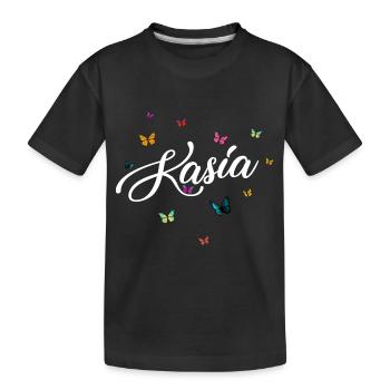 KASIA - Prénom de fille avec des papillons colorés - T-shirt bio Premium Enfant - noir - Devant