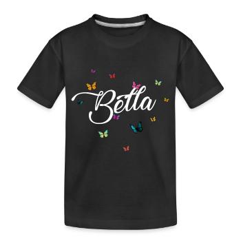 BELLA - Girl's Name with Colorful Butterflies - Kids' Premium Organic T-Shirt - black - Front