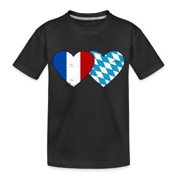 France Bavaroise Drapeau Coeur utilisé - T-shirt bio Premium Enfant - noir - Devant