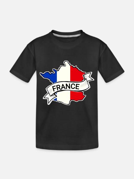 France - Drapeau - Carte - T-shirt bio Premium Enfant - noir