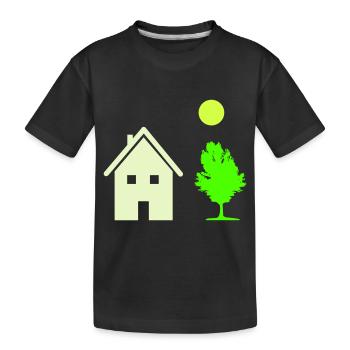 haus baum - Kinder Premium Bio T-Shirt - Schwarz - Vorne