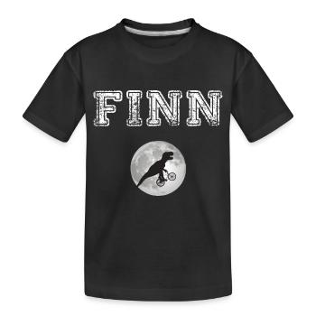 FINN - Beau prénom de garçon avec dinosaure - T-shirt bio Premium Enfant - noir - Devant