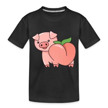 Pig Peach Design for Pig Lovers - Kids' Premium Organic T-Shirt - black - Front
