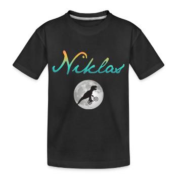 NIKLAS - Beau prénom de garçon avec dinosaure - T-shirt bio Premium Enfant - noir - Devant