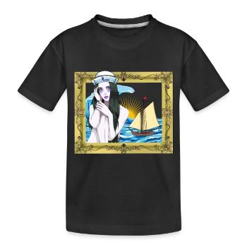 maritim Seemann Seefahrer Mädchen Matrose Schiff - Kinder Premium Bio T-Shirt - Schwarz - Vorne