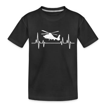 Heartbeat Hubschrauber Flieger Pilot Hubschrauber Hubschrauber - Kinder Premium Bio T-Shirt - Schwarz - Vorne